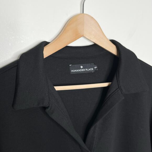 Tuckernuck Pomander Place Womens Easy Polo Swing Sweatshirt XS/S Black V Neck - Picture 7 of 12